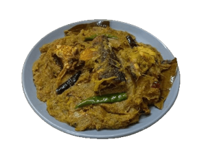 Frozen Kachu Shak With Hilsha Head Vortha